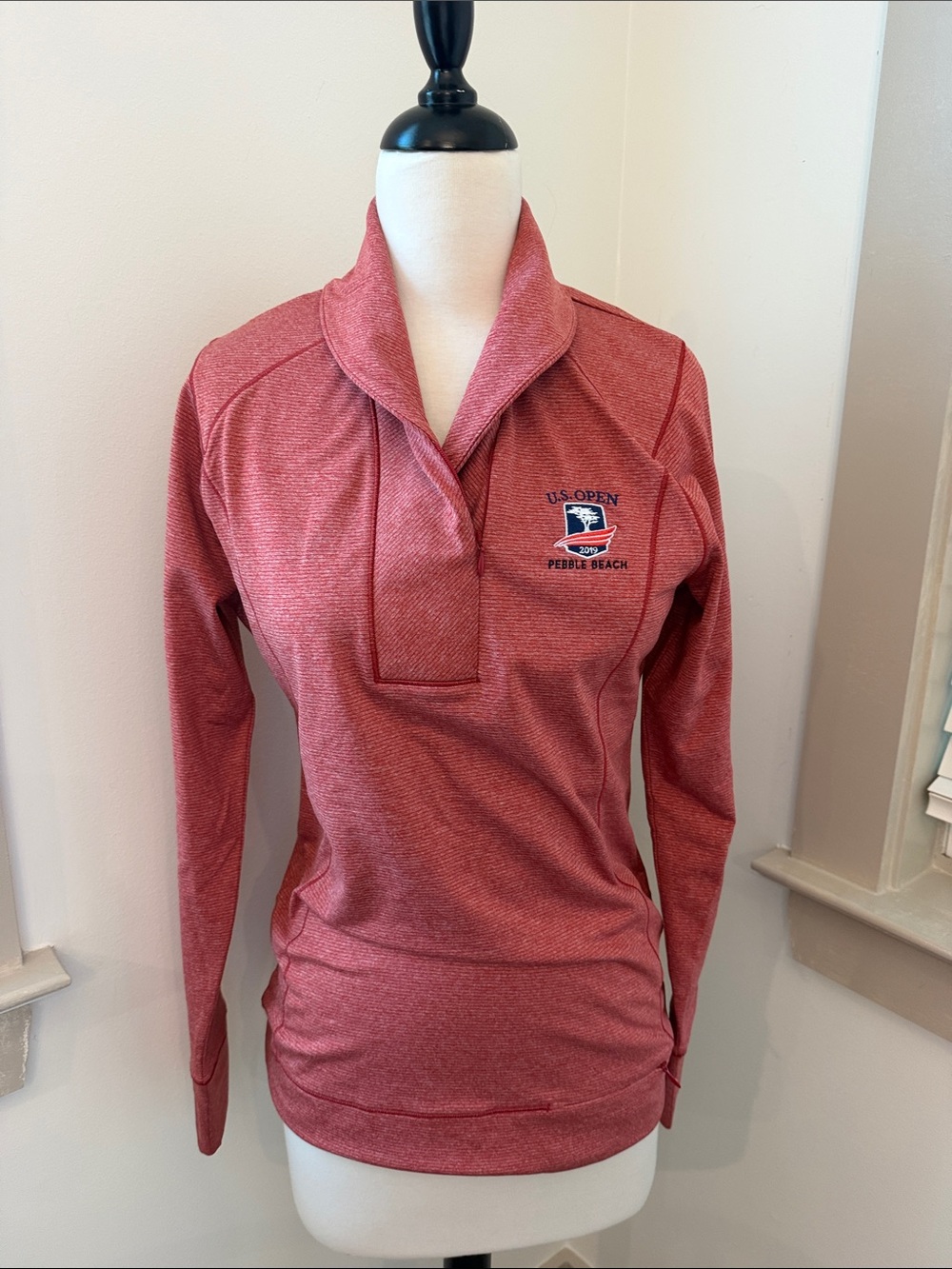 Cutter & Buck Heathered Red Women's Shawl-Collar Pullover